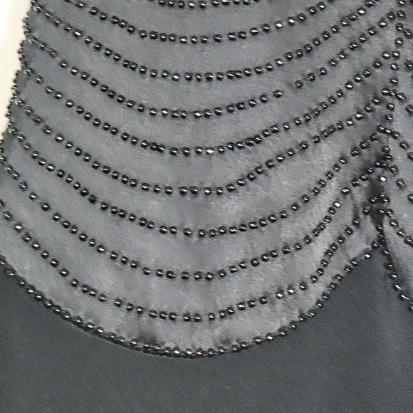 Vtg Cache Black Sequin Beaded Evening Dress Formal Gown Size 2 Scalloped Gatsby - Picture 14 of 14